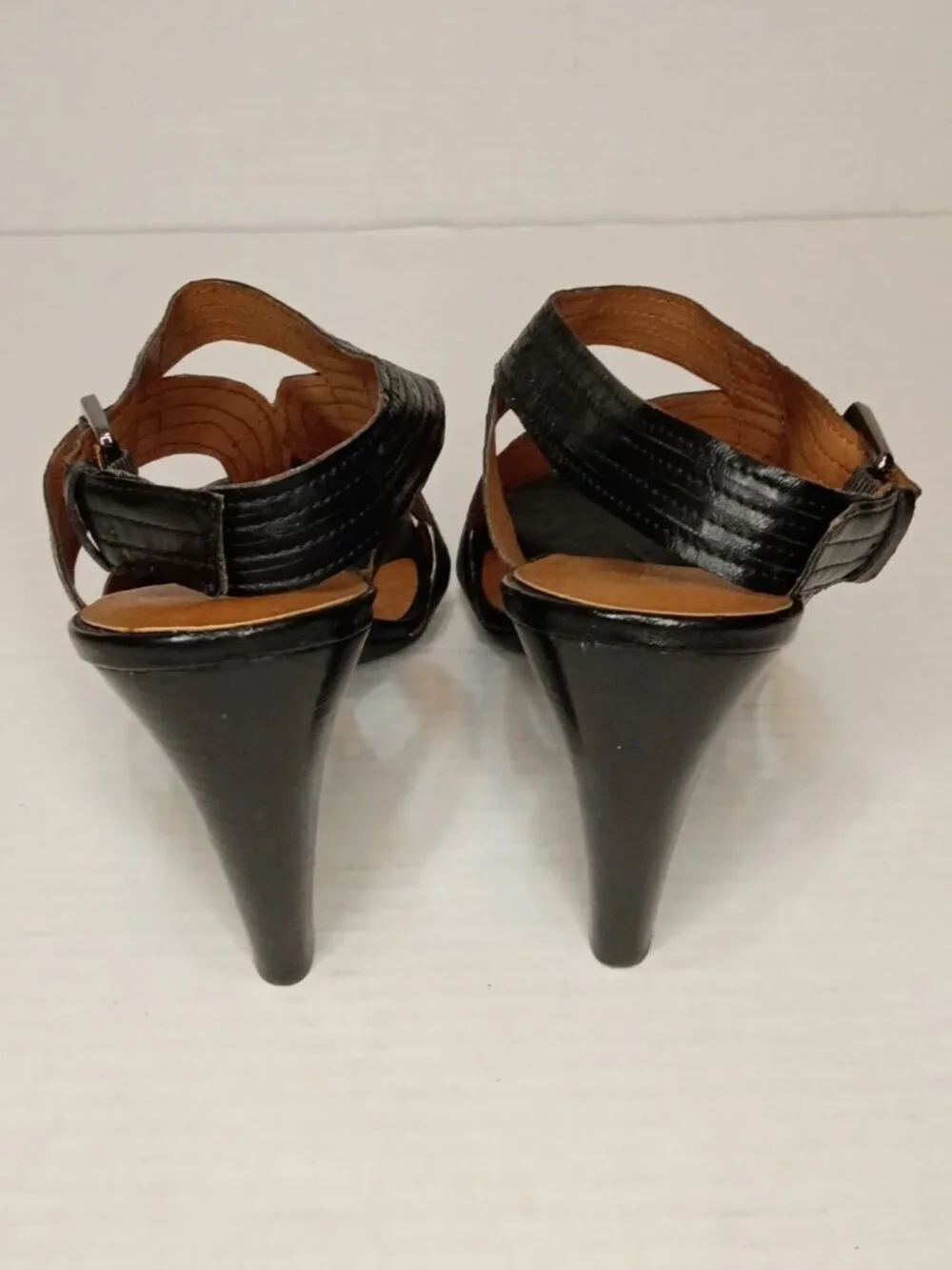 Franco Sarto Adonis Black Strappy Cone Heel Sandals Women's Size 8.5M